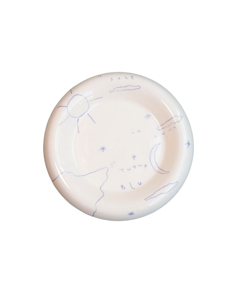Cloud Pillow Plates Tattoed: Sun and Moon Blue