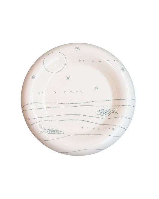 Cloud Pillow Plates Tattoed: Fish Green